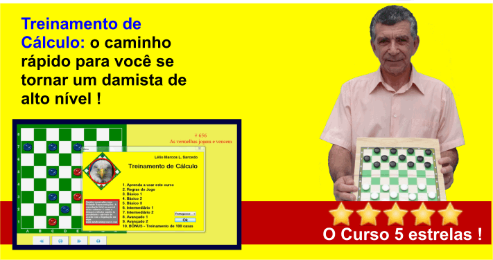 Jogo de damas: 3 damas contra 1 dama na grande diagonal + 1 pedra em H6 